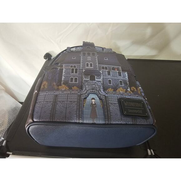 NWT Loungefly Wednesday Nevermore Academy Figural Glow in the dark Mini Backpack - Picture 8 of 8